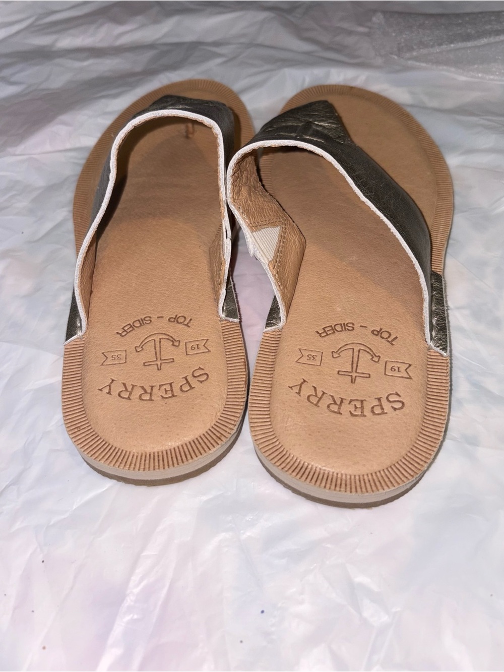 Sperry Top-Sider Seaport Leather Thong Sandal nautical anchor - Picture 3 of 9